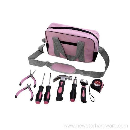 Conjunto de ferramentas de cor rosa 9pcs bolsa de ferramentas