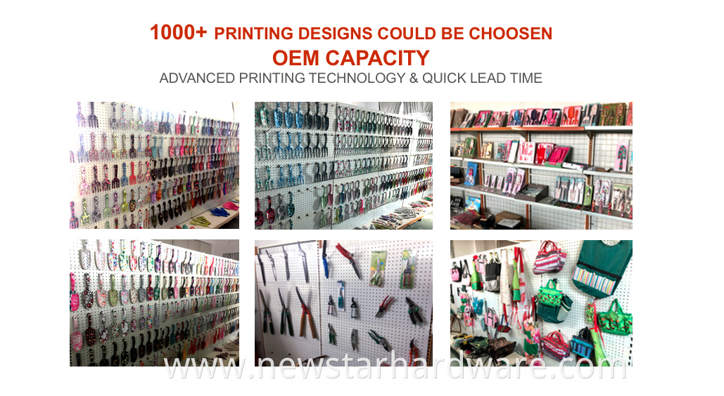 3pcs Box de exibição Ferramentas de jardim de impressão floral